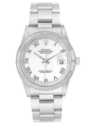 Rolex White 18K White Gold and Stainless Steel Turnograph Datejust 16264 Men's Wristwatch 36MM