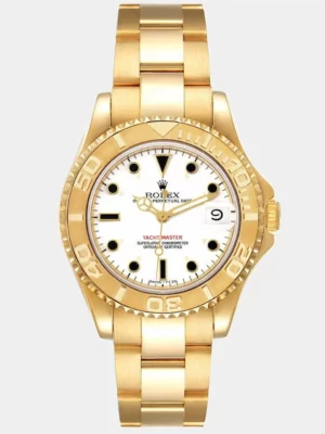 Rolex White Yellow Gold Yacht-Master 68628 Automatic Men's Wristwatch 35 mm