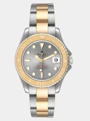 Rolex Grey 18K Yellow Gold And Stainless Steel Yacht-Master 168623 Men's Wristwatch 35 mm