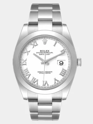 Rolex White Stainless Steel Datejust 126300 Men's Wristwatch 43 mm