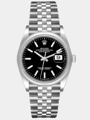 Rolex Black Stainless Steel Datejust 126200 Automatic Men's Wristwatch 36 mm