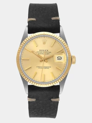 Rolex Champagne 18k Yellow Gold And Stainless Steel Datejust 16013 Automatic Men's Wristwatch 36 mm