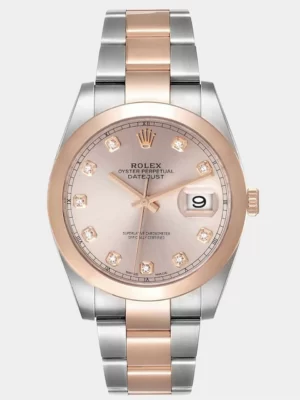 Rolex Rose Diamonds 18K Rose Gold And Stainless Steel Datejust 126301 Automatic Men's Wristwatch 41 mm