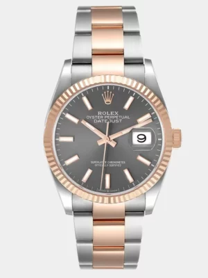 Rolex Grey 18k Rose Gold And Stainless Steel Datejust 126231 Automatic Men's Wristwatch 36 mm