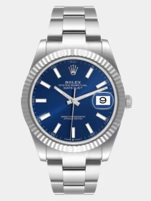 Rolex Blue 18k White Gold And Stainless Steel Datejust 126334 Men's Wristwatch 41 mm