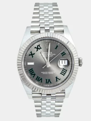 Rolex Slate 18K White Gold Stainless Steel Datejust 126334 Men's Wristwatch 41 mm