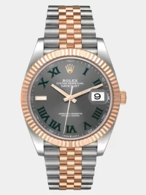 Rolex Slate 18k Rose Gold Stainless Steel Datejust 126331 Men's Wristwatch 41 mm