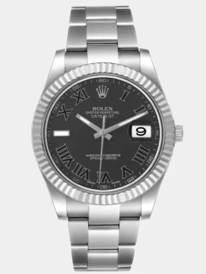 Rolex Grey 18K White Gold And Stainless Steel Datejust 116334 Automatic Men's Wristwatch 41 mm