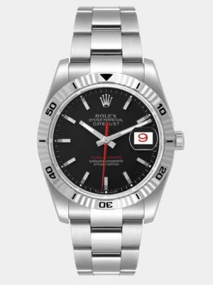 Rolex Black Stainless Steel Datejust Turnograph 116264 Automatic Men's Wristwatch 36 mm