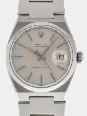 Rolex Silver Stainless Steel Oysterquartz Datejust 17000 Quartz Men's Wristwatch 36 mm