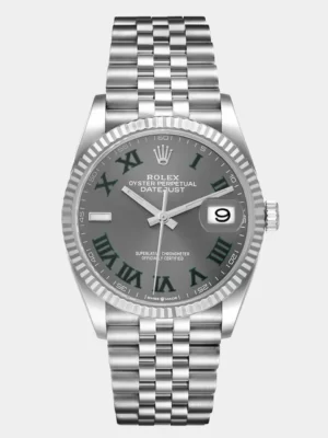 Rolex Grey 18k White Gold And Stainless Steel Datejust Wimbledon 126234 Automatic Men's Wristwatch 36 mm