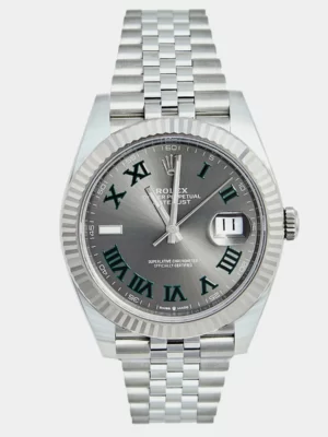 Rolex Slate 18K White Gold Stainless Steel Datejust 126334-0022 Men's Wristwatch 41 mm