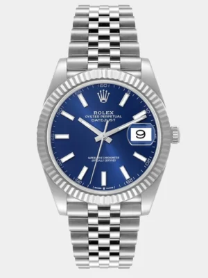Rolex Blue Dial Jubilee Stainless Steel & 18k White Gold Datejust 41 Men's Wristwatch 41 mm