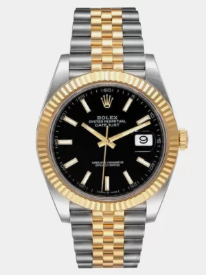 Rolex Black 18k Yellow Gold Stainless Steel Datejust 126333 Men's Wristwatch 41 mm