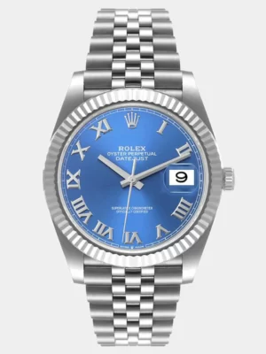 Rolex Blue 18k White Gold Stainless Steel Datejust 126334 Men's Wristwatch 41 mm