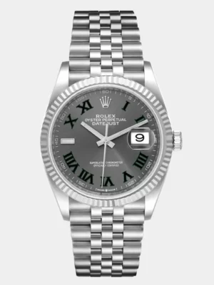Rolex Slate 18k White Gold Stainless Steel Datejust 126234 Men's Wristwatch 36 mm
