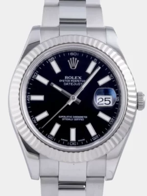 Rolex Black Stainless Steel Datejust 116334 Automatic Men's Wristwatch 41 mm