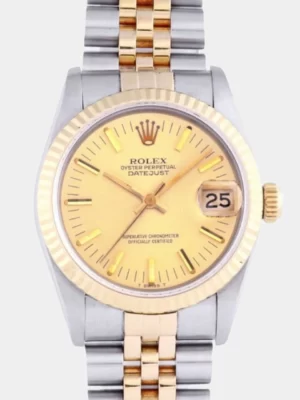 Rolex Champagne 18k Yellow Gold And Stainless Steel Datejust 68273 Automatic Men's Wristwatch 31 mm