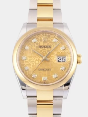 Rolex Champagne Diamond 18k Yellow Gold And Stainless Steel Datejust 126203 Automatic Men's Wristwatch 36 mm