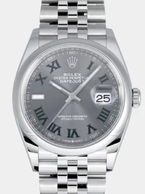 Rolex Grey Stainless Steel Datejust 126200 Automatic Men's Wristwatch 36 mm