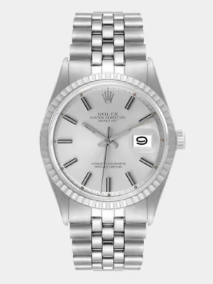 Rolex Silver Stainless Steel Datejust Vintage 1603 Men's Wristwatch 36 mm