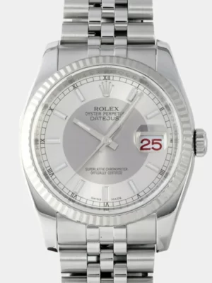 Rolex Grey 18k White Gold And Stainless Steel Datejust 116234 Automatic Men's Wristwatch 36 mm