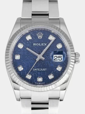Rolex Blue Diamond 18k White Gold And Stainless Steel Datejust 126234 Automatic Men's Wristwatch 36 mm