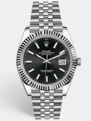 Rolex Black 18K White Gold Stainless Steel Datejust 126334 Men's Wristwatch 41 mm