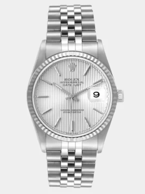 Rolex Silver 18k White Gold And Stainless Steel Datejust 16234 Automatic Men's Wristwatch 36 mm