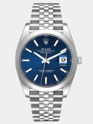 Rolex Blue Stainless Steel Datejust 126300 Men's Wristwatch 41 mm