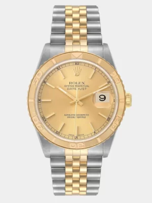 Rolex Champagne 18K Yellow Gold And Stainless Steel Datejust 16263 Automatic Men's Wristwatch 36 mm