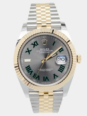 Rolex Slate 18K Yellow Gold Stainless Steel Datejust 126333 Men's Wristwatch 41 mm