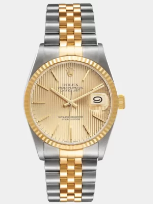 Rolex Champagne 18k Yellow Gold And Stainless Steel Datejust 16233 Men's Wristwatch 36 mm
