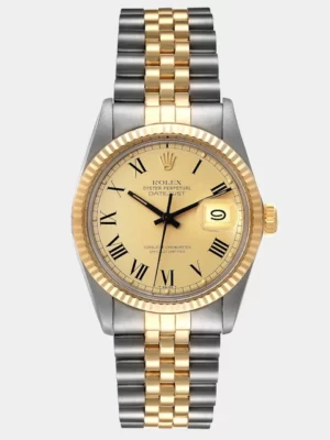 Rolex Champagne 18k Yellow Gold And Stainless Steel Datejust Vintage 16013 Men's Wristwatch 36 mm