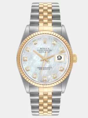 Rolex MOP 18k Yellow Gold And Stainless Steel Datejust 16233 Men's Wristwatch 36 mm