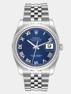 Rolex Blue 18K White Gold And Stainless Steel Datejust 116234 Men's Wristwatch 36 mm