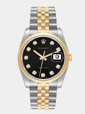 Rolex Black Diamonds 18K Yellow Gold And Stainless Steel Datejust 116233 Men's Wristwatch 36 mm