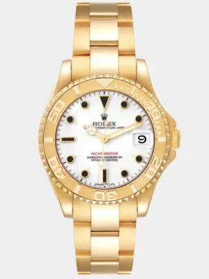 Rolex White 18K Yellow Gold Yacht-Master 68628 Men's Wristwatch 35 mm