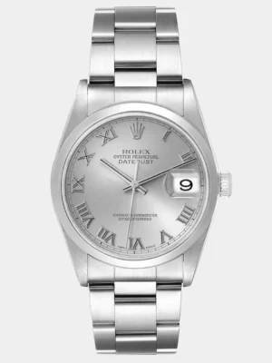 Rolex Silver Stainless Steel Datejust 16200 Men's Wristwatch 36 mm