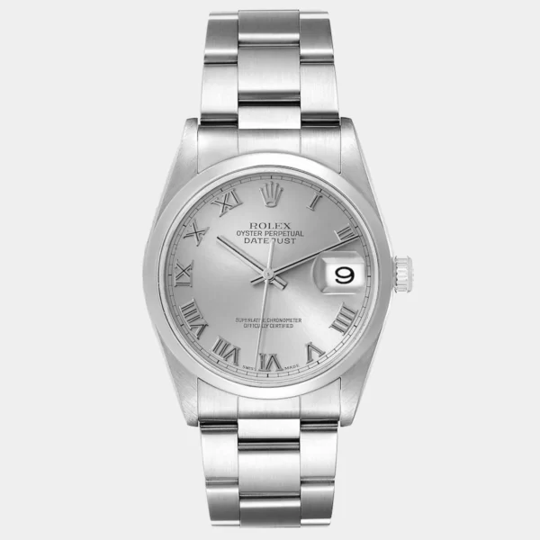 Rolex Silver Stainless Steel Datejust 16200 Men's Wristwatch 36 mm