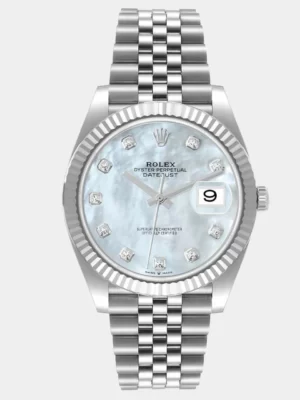 Rolex MOP Diamonds 18k White Gold And Stainless Steel Datejust 126334 Men's Wristwatch 41 mm