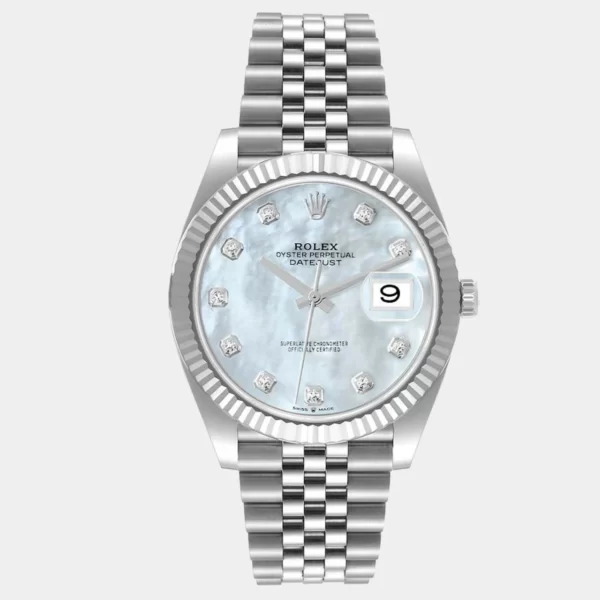 Rolex MOP Diamonds 18k White Gold And Stainless Steel Datejust 126334 Men's Wristwatch 41 mm