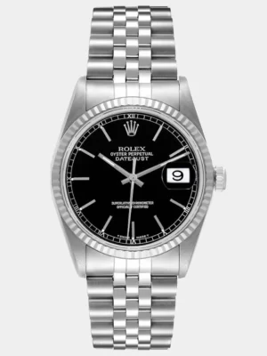 Rolex Black Stainless Steel Datejust 16234 Men's Wristwatch 36 mm
