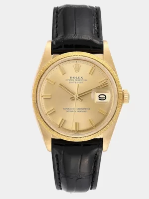 Rolex Champagne 18k Yellow Gold Datejust 1607 Men's Wristwatch 36 mm