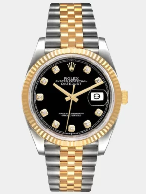 Rolex Black Diamonds 18k Yellow Gold And Stainless Steel Datejust 126233 Men's Wristwatch 36 mm