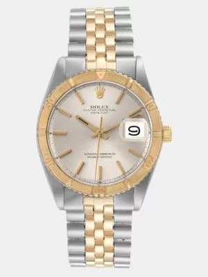 Rolex Silver 18K Yellow Gold And Stainless Steel Datejust Turnograph 1625 Men's Wristwatch 36 mm