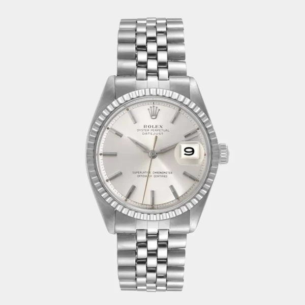 Rolex Silver Stainless Steel Datejust 1603 Men's Wristwatch 36 mm