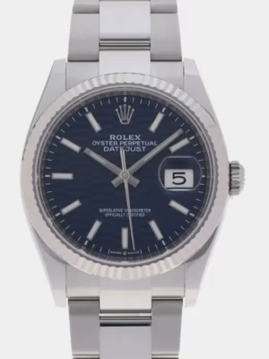 Rolex Blue 18K White Gold And Stainless Steel Datejust 126234 Men's Wristwatch 36 mm