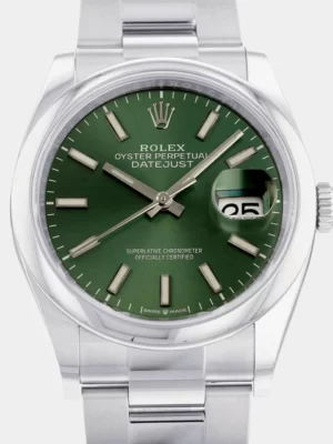 Rolex Green Stainless Steel Datejust 126200 Men's Wristwatch 36 mm