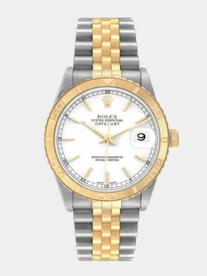 Rolex White 18K Yellow Gold And Stainless Steel Datejust 16263 Men's Wristwatch 36 mm
